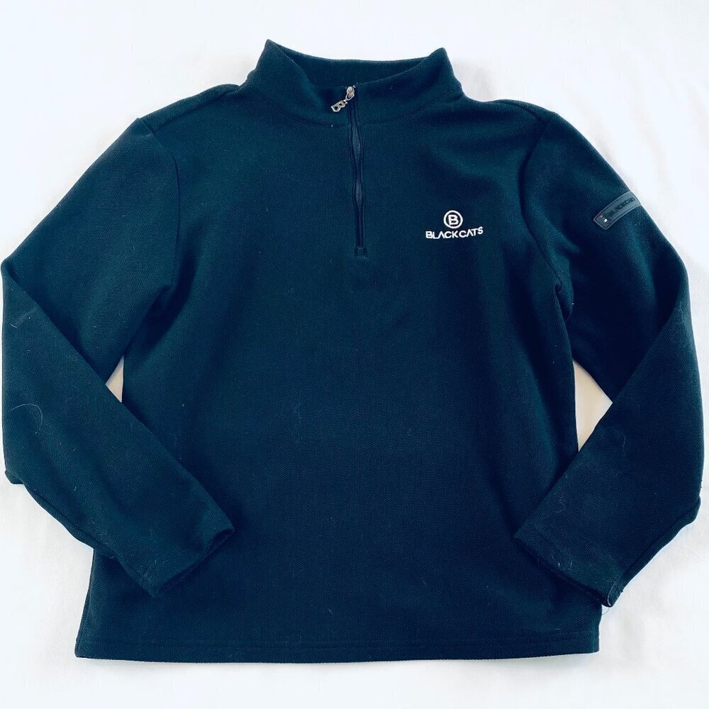 Black Cats Italy vintage 1/4 zip black pullover Women's Small Medium logo casual - Picture 1 of 7